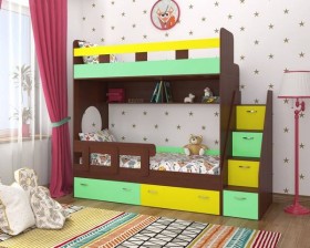 Детская двухъярусная кровать Юниор-1 Белый/Синий Распродажа в Братске - bratsk.katalogmebeli.com | фото 4