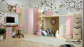 Детская комната Грэйси (Розовый/Серый/корпус Клен) в Братске - bratsk.katalogmebeli.com | фото