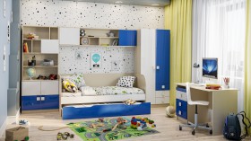 Детская комната Скай Люкс (Синий/Белый/корпус Клен) в Братске - bratsk.katalogmebeli.com | фото