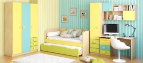 Детская комната Смайли (Желтый/Голубой/Зеленый/корпус Клен) в Братске - bratsk.katalogmebeli.com | фото