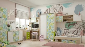 Детская комната Твит (Белый/Зеленый/корпус Клен) в Братске - bratsk.katalogmebeli.com | фото