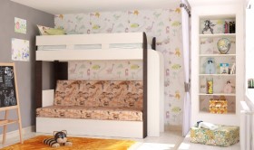 Кровать с диваном 75 Карамель Атлант (Венге Магия /Сосна Карелия/Савана) в Братске - bratsk.katalogmebeli.com | фото