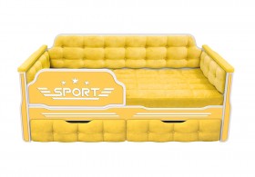 Кровать 160 серии Спорт 2 ящика 74 Жёлтый (мягкие боковые накладки) в Братске - bratsk.katalogmebeli.com | фото