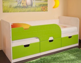 Кровать детская Минима 1,86м с ящиками (дуб атланта/лайм глянец) в Братске - bratsk.katalogmebeli.com | фото