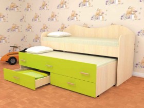 Кровать детская Нимфа двухместная 2.0 Дуб молочный/Лайм в Братске - bratsk.katalogmebeli.com | фото