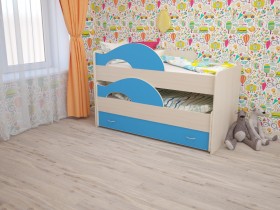 Кровать детская Радуга 1600 Млечный дуб/Голубой в Братске - bratsk.katalogmebeli.com | фото