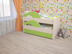 Кровать детская Радуга 1600 Млечный дуб/Салатовый в Братске - bratsk.katalogmebeli.com | фото