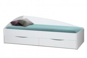 Кровать одинарная "Фея - 3" (асимметричная) (2000х900) New/(белый / белый / ДВПО белый) в Братске - bratsk.katalogmebeli.com | фото