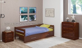 Кровать одинарная ГЛОРИЯ из массива сосны  900*2000 (Орех) в Братске - bratsk.katalogmebeli.com | фото