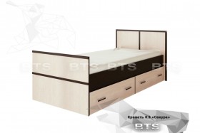Кровать Сакура с настилом и ящиками 0,9 (Венге/Лоредо) в Братске - bratsk.katalogmebeli.com | фото