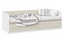 Кровать «Сканди» с 2 ящиками Дуб Гарден/Белый/Глиняный серый в Братске - bratsk.katalogmebeli.com | фото