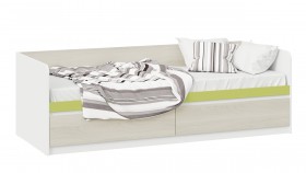 Кровать «Сканди» с 2 ящиками Дуб Гарден/Белый/Зеленый в Братске - bratsk.katalogmebeli.com | фото