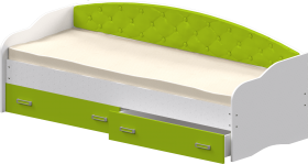 Кровать Софа-7 с мягкой спинкой (800х2000) Белый/Лайм в Братске - bratsk.katalogmebeli.com | фото