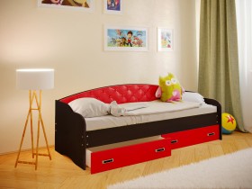 Кровать Софа-7 с мягкой спинкой (800х2000) Венге/Красный в Братске - bratsk.katalogmebeli.com | фото