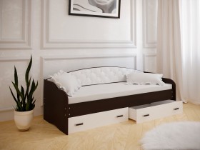 Кровать Софа-8 с мягкой спинкой (900х2000) Венге/ Белый в Братске - bratsk.katalogmebeli.com | фото