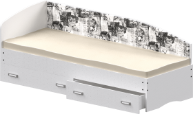 Кровать Софа-9 с мягкой спинкой с рисунком Милана (900х1900) Белый в Братске - bratsk.katalogmebeli.com | фото
