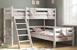 Кровать Соня вариант 8 угловая с наклонной лестницей Белый полупрозрачный в Братске - bratsk.katalogmebeli.com | фото