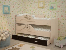 Кровать выкатная Радуга-Сафари детская 1600 Млечный дуб/Венге в Братске - bratsk.katalogmebeli.com | фото