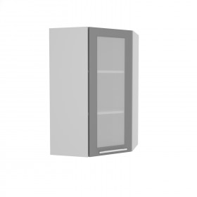 Квадро ВПУС 550 шкаф верхний угловой со стеклом высокий (Железо/корпус Серый) в Братске - bratsk.katalogmebeli.com | фото