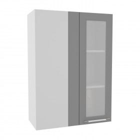 Квадро ВПУС 650 шкаф верхний угловой со стеклом высокий (Железо/корпус Серый) в Братске - bratsk.katalogmebeli.com | фото