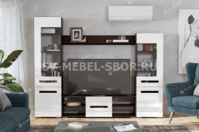 Мебель для гостиной МГС 6 (Исполнение 1/Венге/Белый глянец) в Братске - bratsk.katalogmebeli.com | фото
