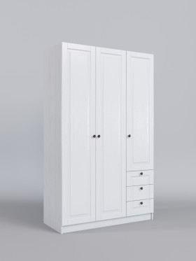 Шкаф 3-х створчатый с ящиками Классика (Белый/корпус Выбеленное дерево) в Братске - bratsk.katalogmebeli.com | фото