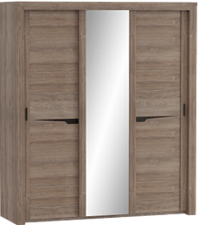 Шкаф трехдверный Соренто с раздвижными дверями Дуб стирлинг/Кофе структурный матовый в Братске - bratsk.katalogmebeli.com | фото